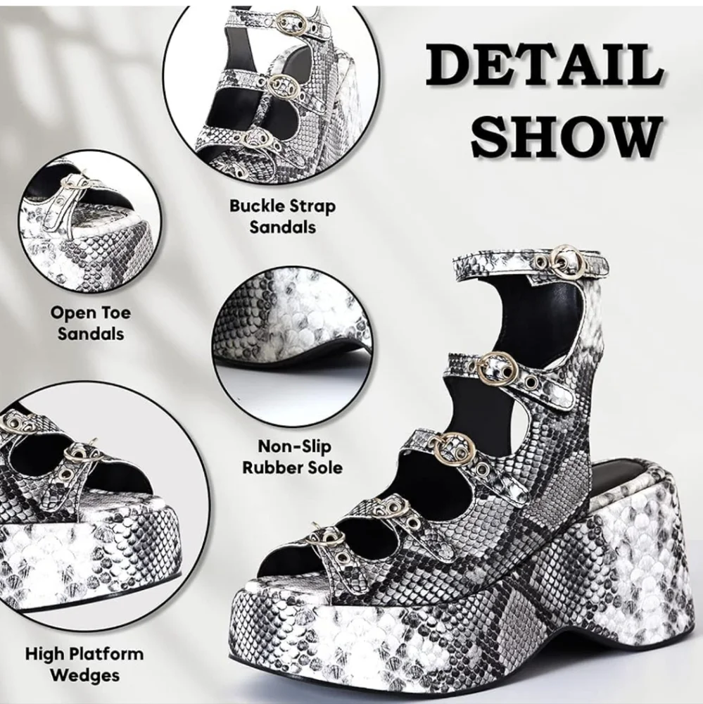 Stylish Black and White Platform Sandals